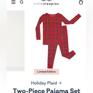 Little Sleepies 2pc Holiday Plaid Pajama Set NWT size 7/8!!